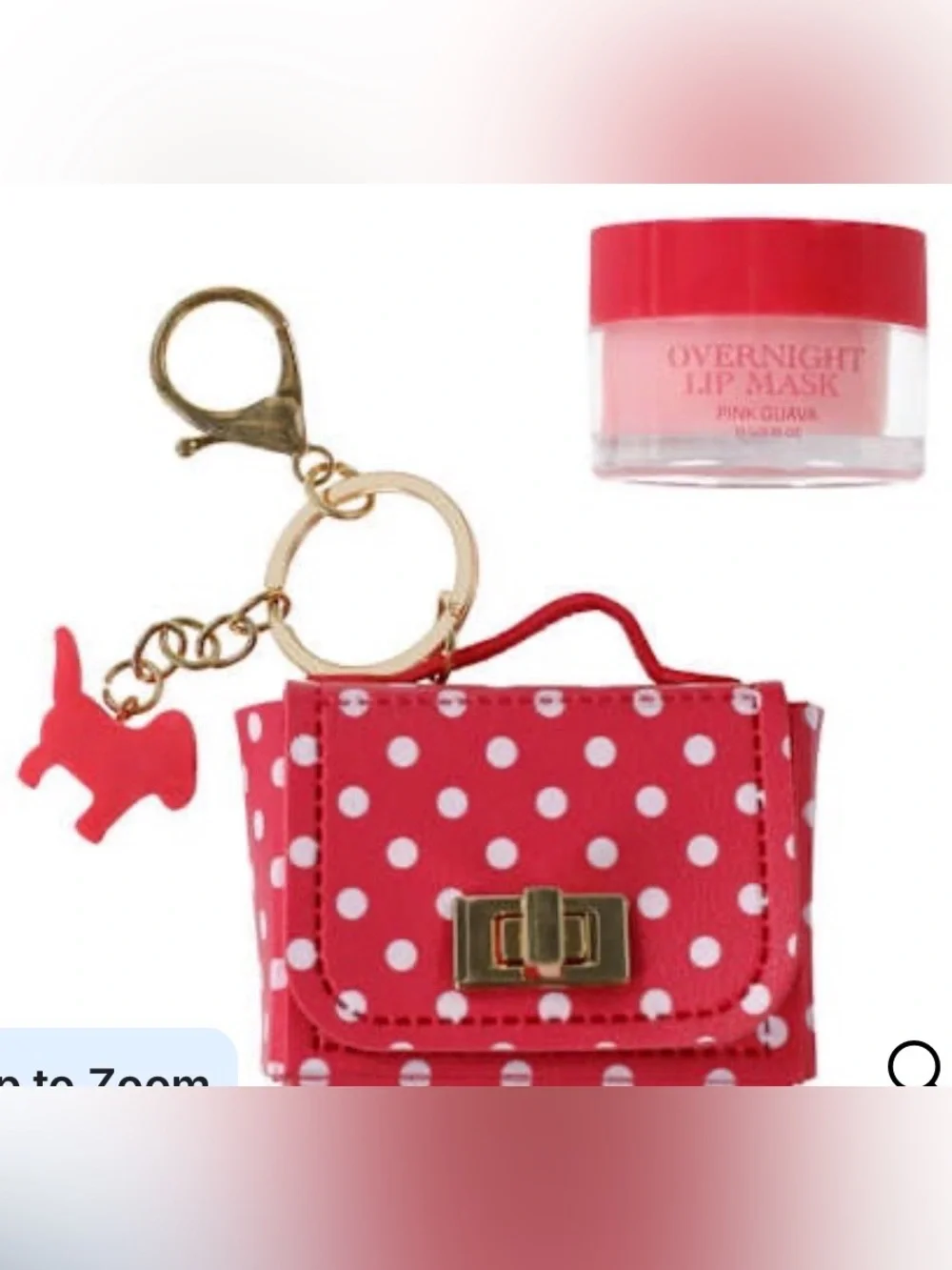 NWT Mini Purse Bag Charm / Key Chain with mini dog and Overnight Lip Mask